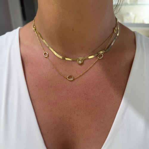 Oval Double-Sided Diamond Station Necklace