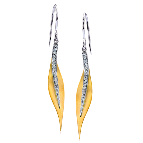 Two-Tone Diamond Accented Leaf Earrings