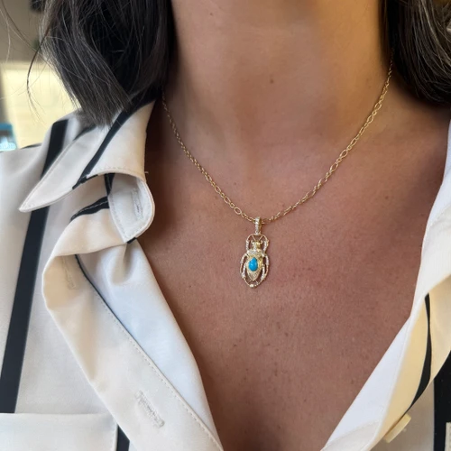 Arizona Turquoise & Diamond Scarab Pendant