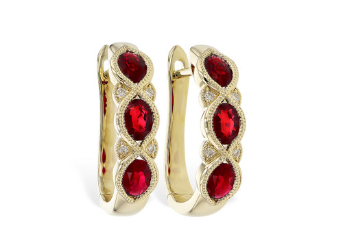 Oval Ruby Hoops