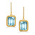 Emerald Cut Blue Topaz Earrings