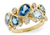 Bezel Set Multi Blue Topaz Cluster Ring