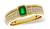 Emerald + Double Row Pave Diamond Ring