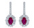 Ruby and Diamond Halo Drop Earrings