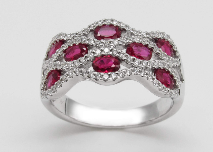 Ruby and Diamond Wave Ring