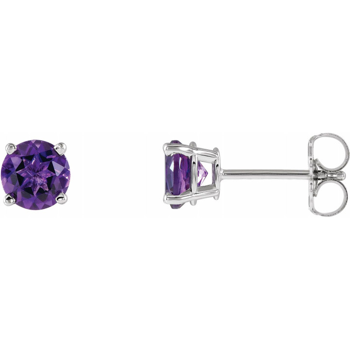 4mm Amethyst Studs- White Gold