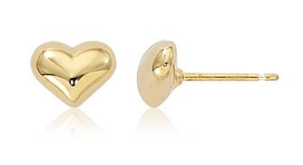 Puffed Heart Studs- Yellow Gold