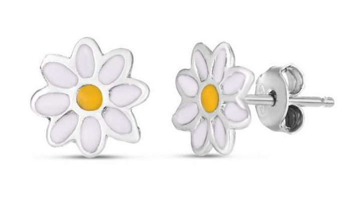 Children's White Flower Stud Earrings