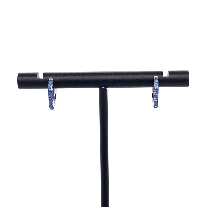 Blue Sapphire Huggie Hoops