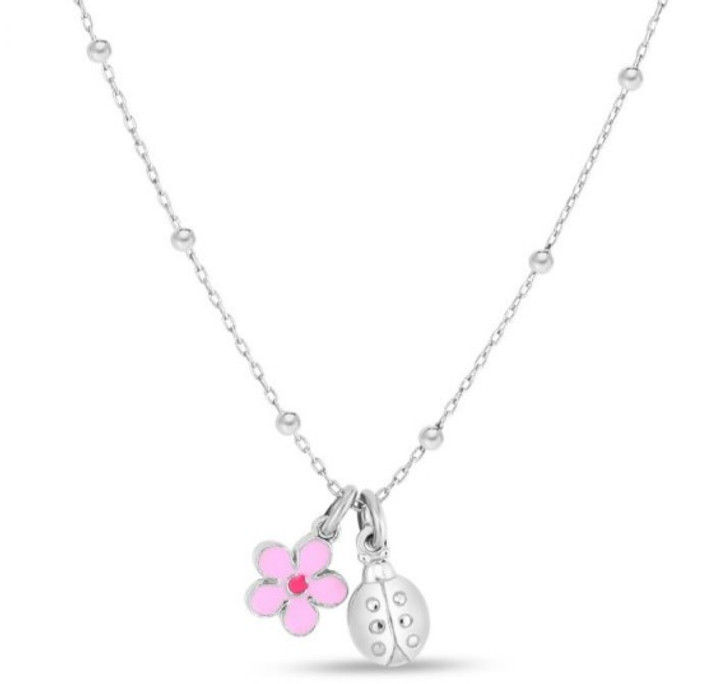 Children's Flower and Lady Bug Necklace