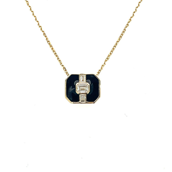 "Bella" Black Enamel Necklace