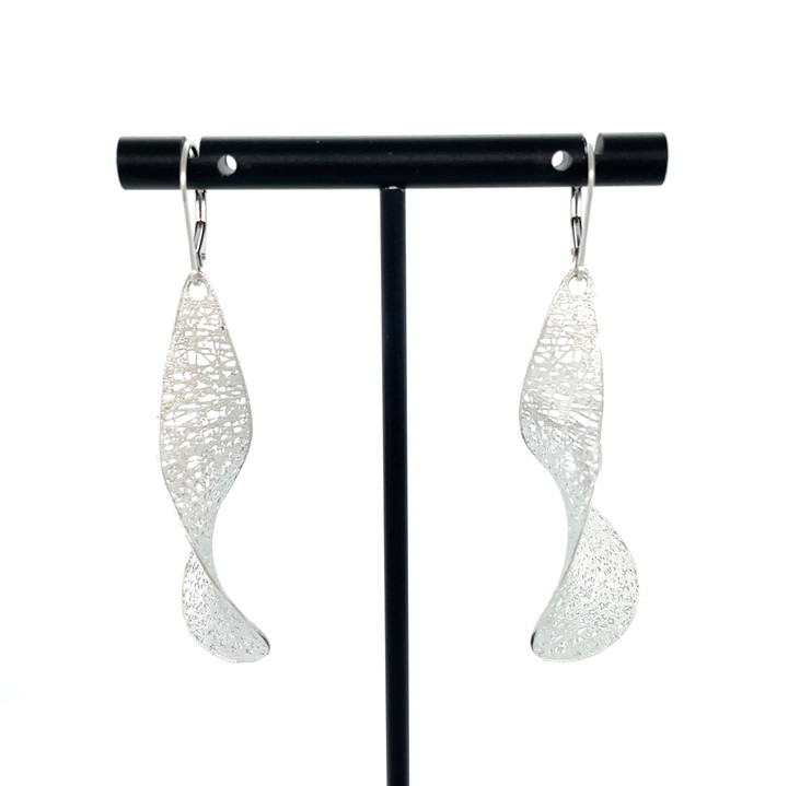 Large Propeller Earrings - White Gold