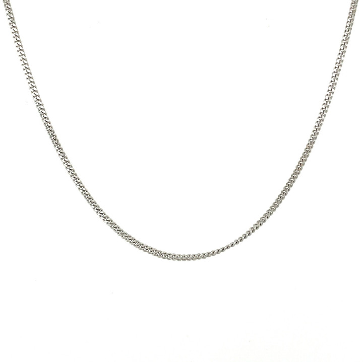 18" 1mm 14k White Gold Curb Chain