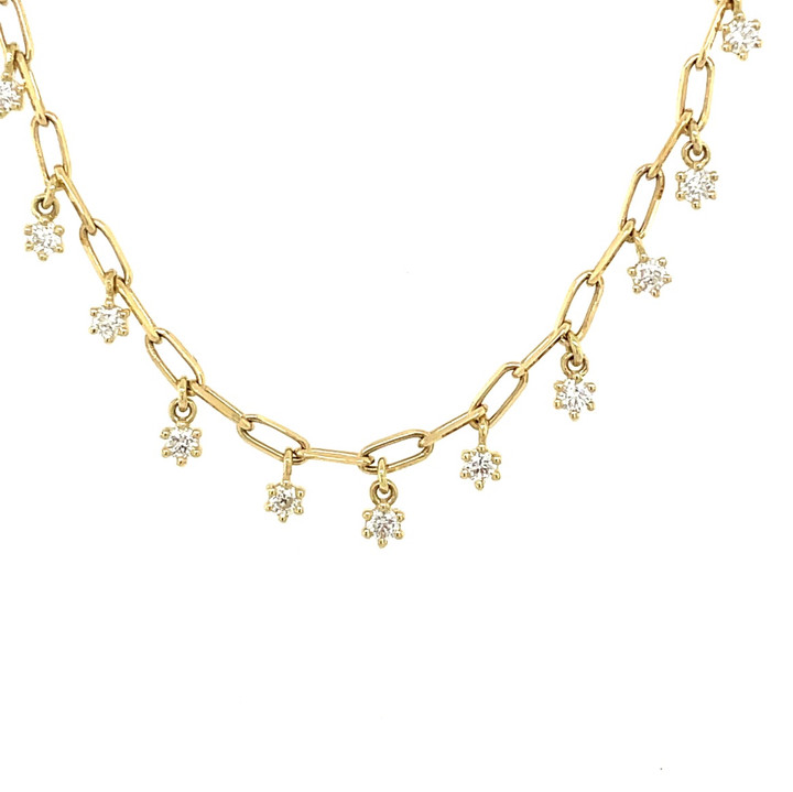 Diamond Droplet Necklace on Paperclip Chain Diamond Droplet Necklace on Paperclip Chain