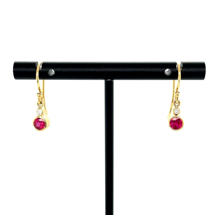 Bezel Set Ruby Earrings