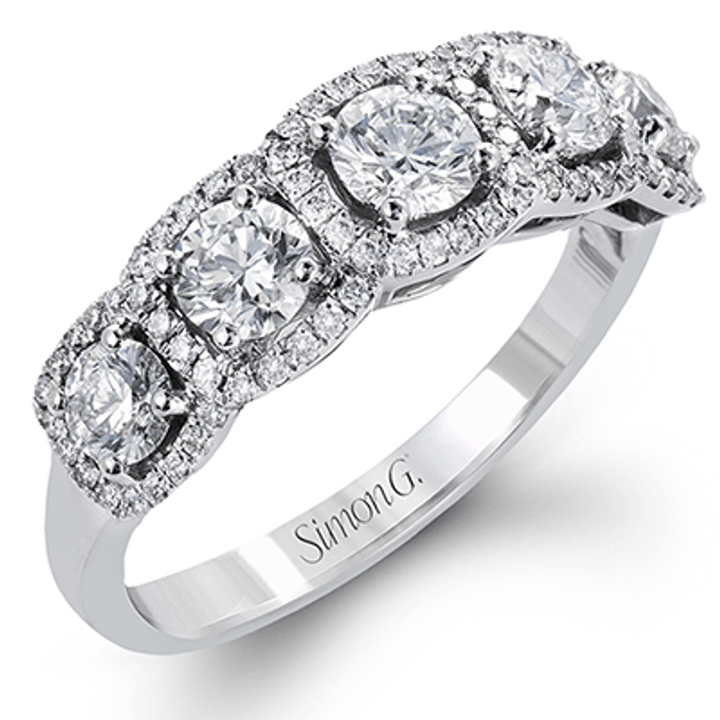 Five Stone Halo Diamond Ring
