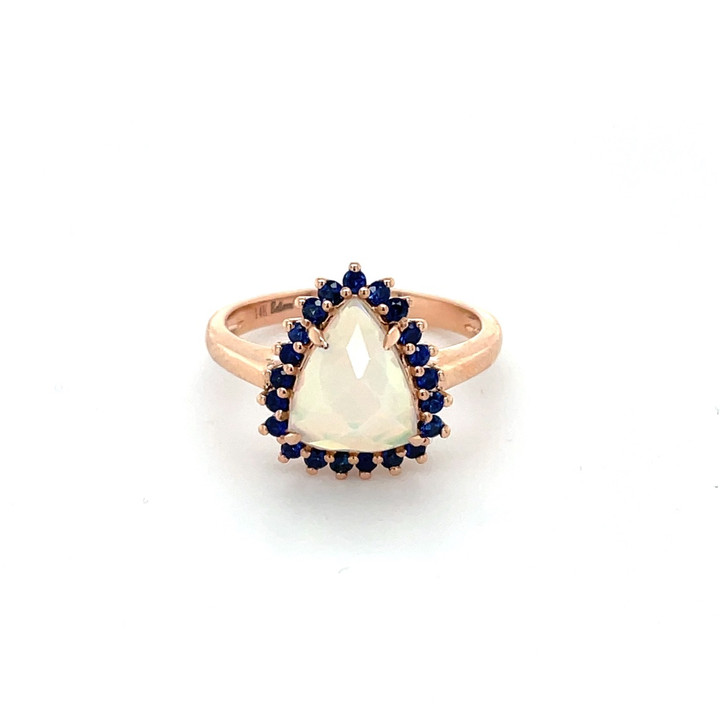 Faceted Opal and Sapphire Ring