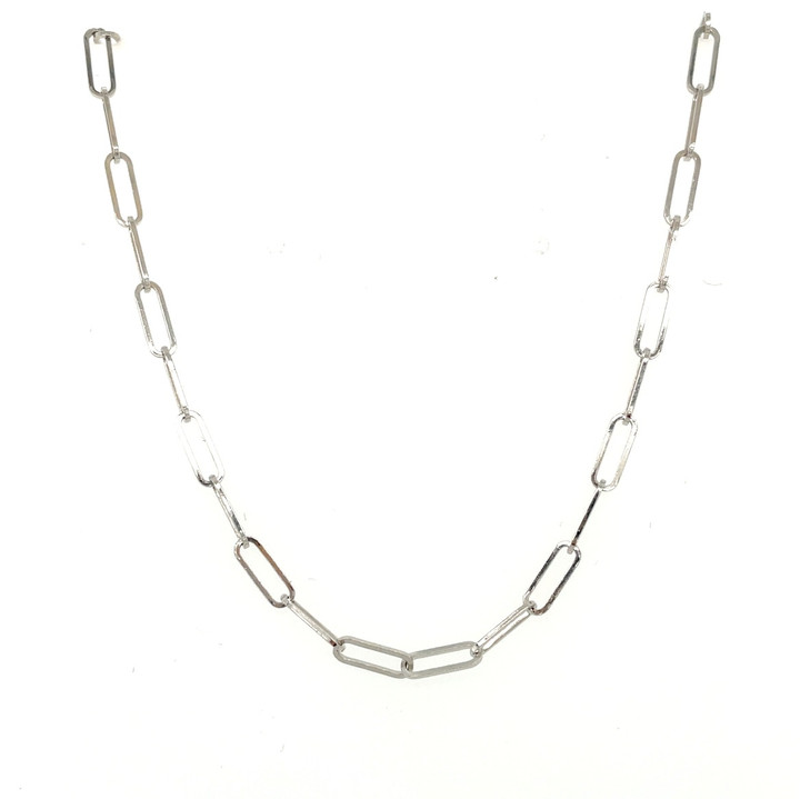 2.5mm Paper Clip Chain- White Gold