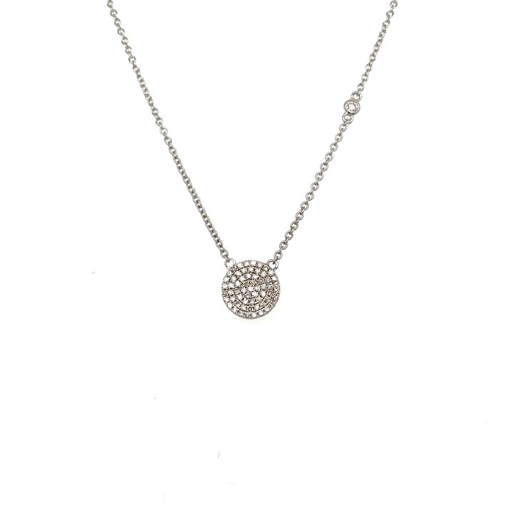 Pave Diamond Circle Pendant with Diamonds in the Chain