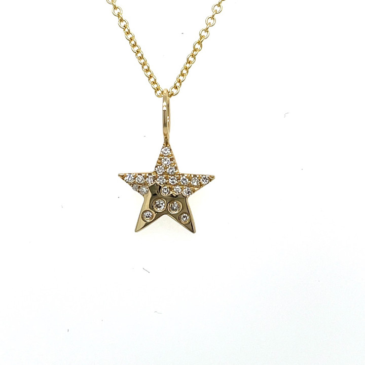 Gold Star Pendant & Diamonds