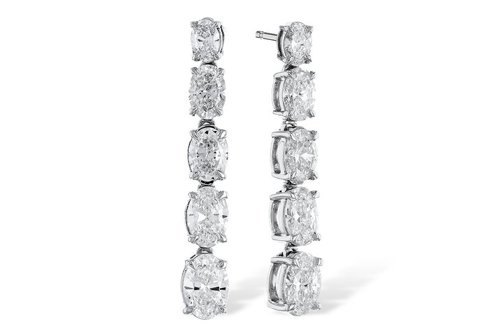 Cascading Oval Diamond Dangle Earrings