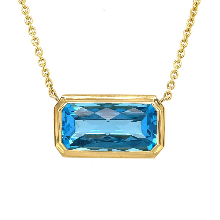 Elongated Cushion Shape Blue Topaz Pendant