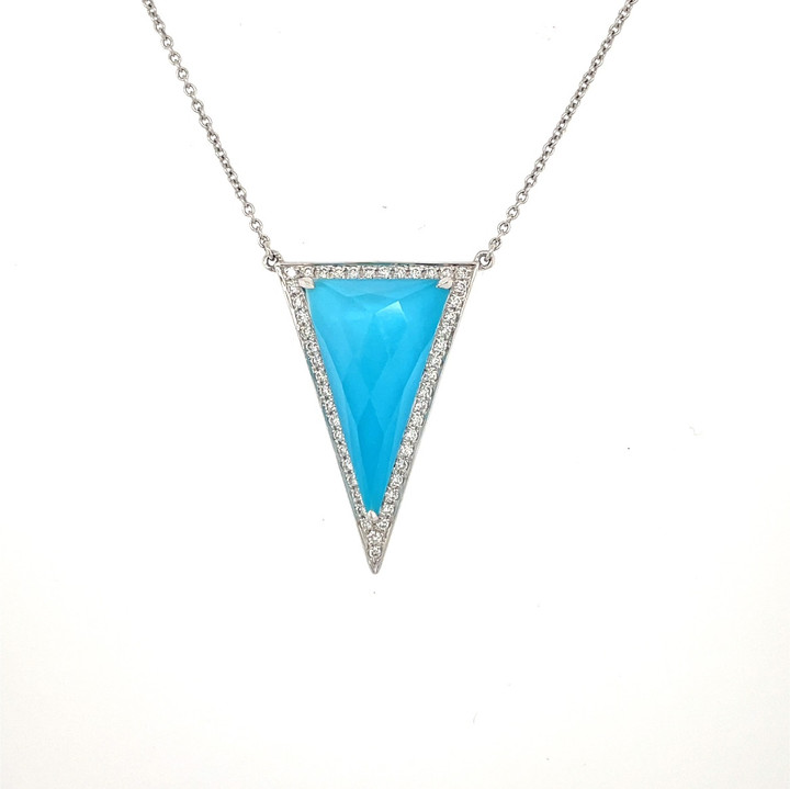 Turquoise and Quartz Triangle Necklace- Discontinued