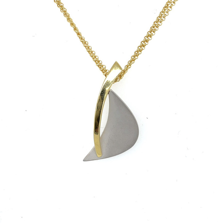 Sail Pendant - White Sail, Yellow Chain