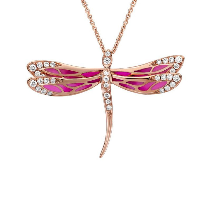Pink Enamel Dragonfly Pendant
