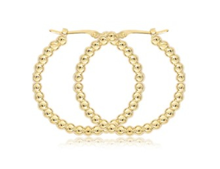 Beaded Hoops- Yellow Gold