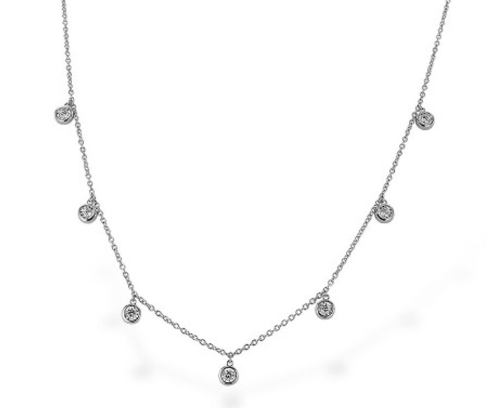 Illusion Set Droplet Necklace - White Gold