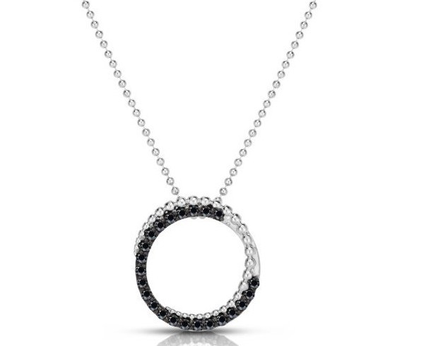 Black Sapphire Beaded Circle Pendant