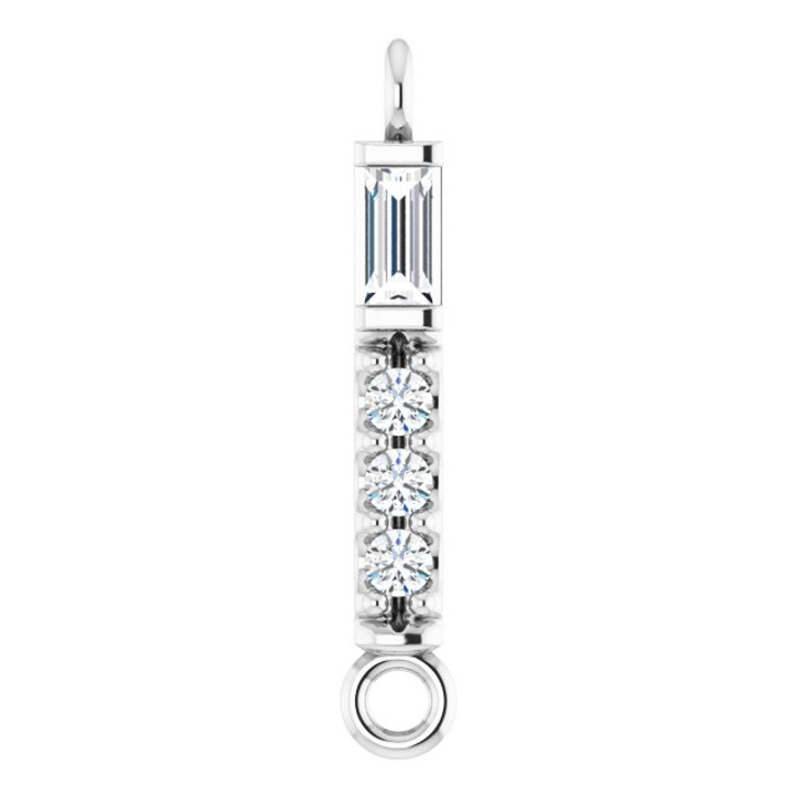 Baguette and Round Diamond Bar - Permanent Jewelry