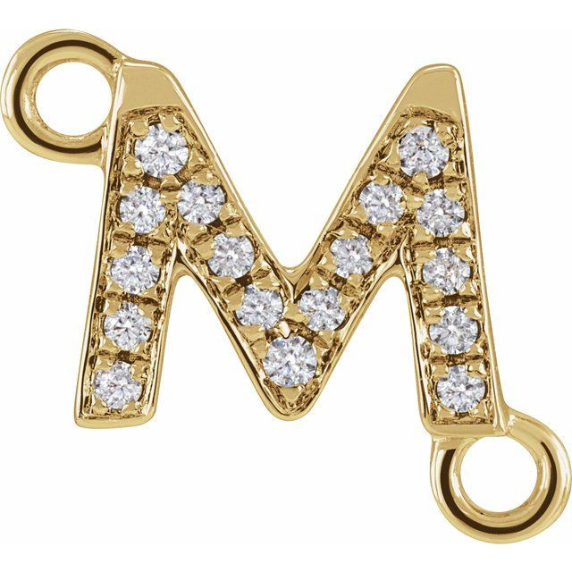 Diamond Accented Sideways Initial Charm Connector for Permanent Jewelry
