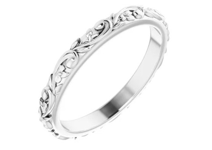 Skinny Floral Ring II- White Gold