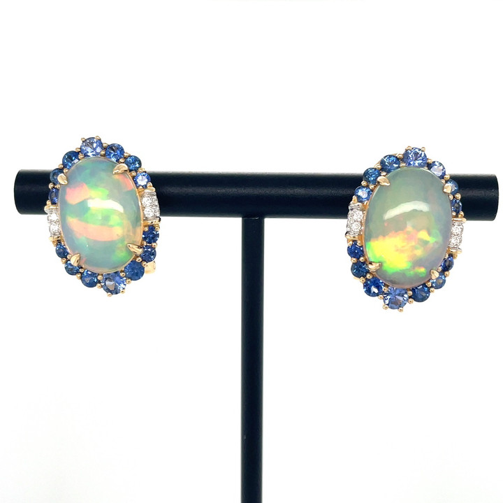 Opal and Sapphire Earrings