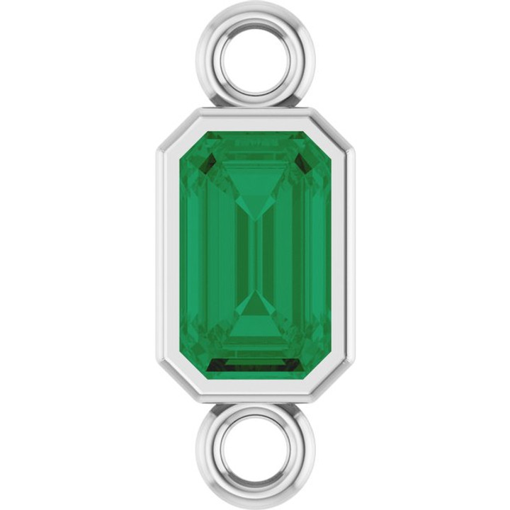 Emerald Shape Connector Charm for Permanent Jewelry- Lab Grown Emerald