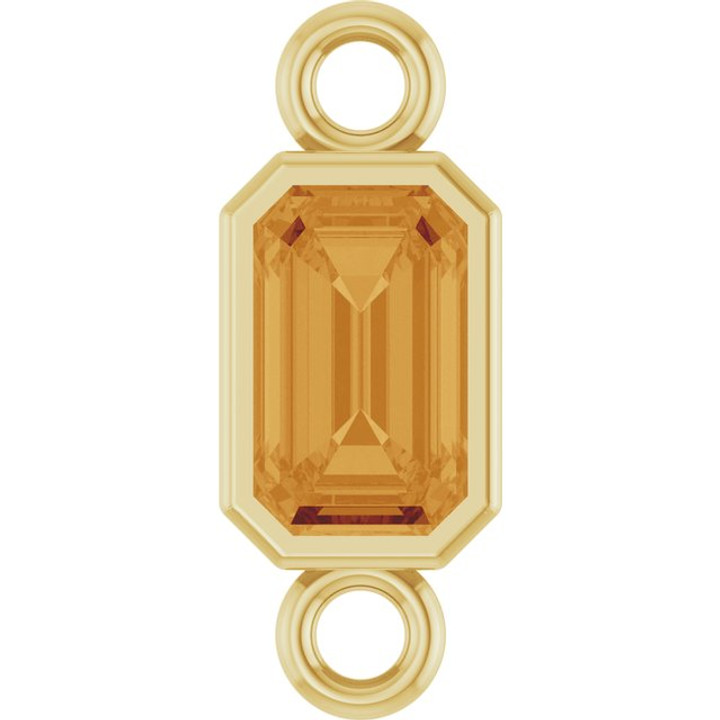 Emerald Shape Connector Charm for Permanent Jewelry- Natural  Citrine