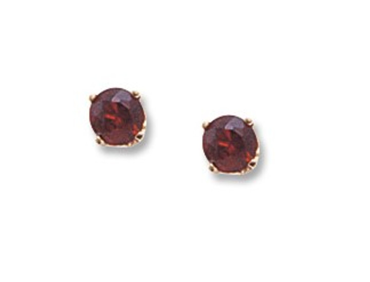 4mm Garnet Studs- Yellow Gold