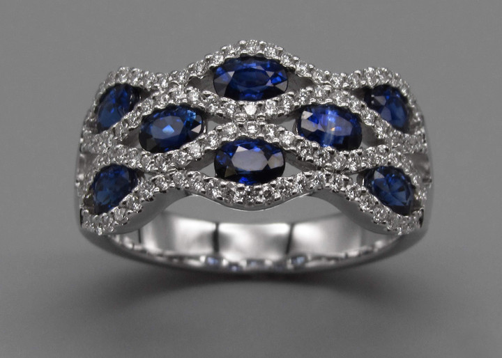 Sapphire and Diamond Wave Ring