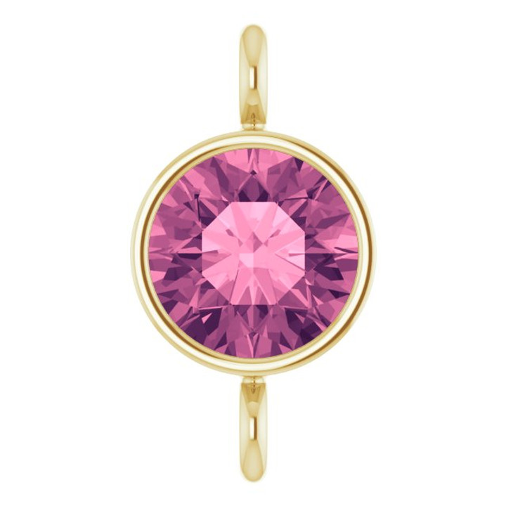 4mm Pink Tourmaline Connector Charm for Permanent Jewelry