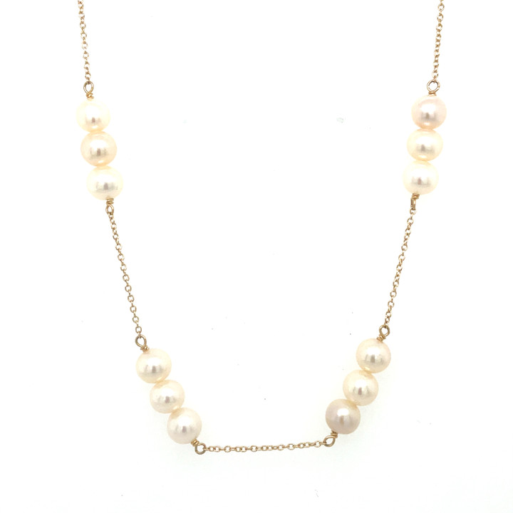 Triple Pearl Station Necklace