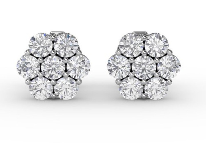 cluster diamond studs, cluster diamond earrings, diamond studs, diamond earrings