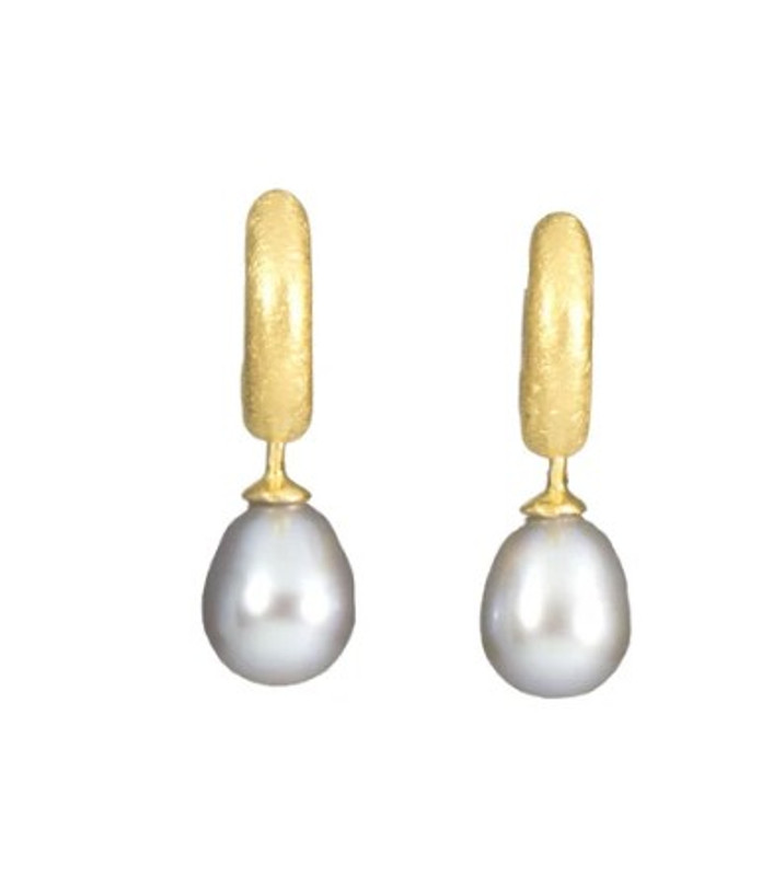 Gray Pearl Dangle Earrings