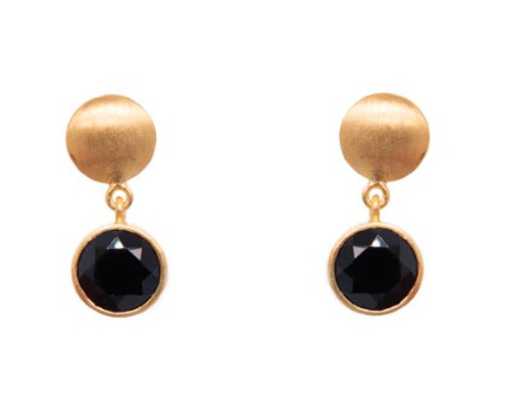 Black Spinel Moon Earrings