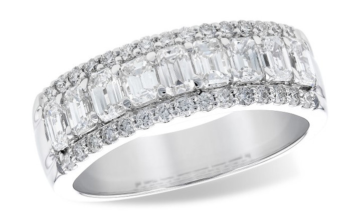 Three Row Emerald Cut Diamond Band