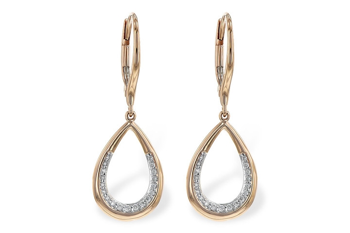 14k rose gold diamond tear drop dangle earrings