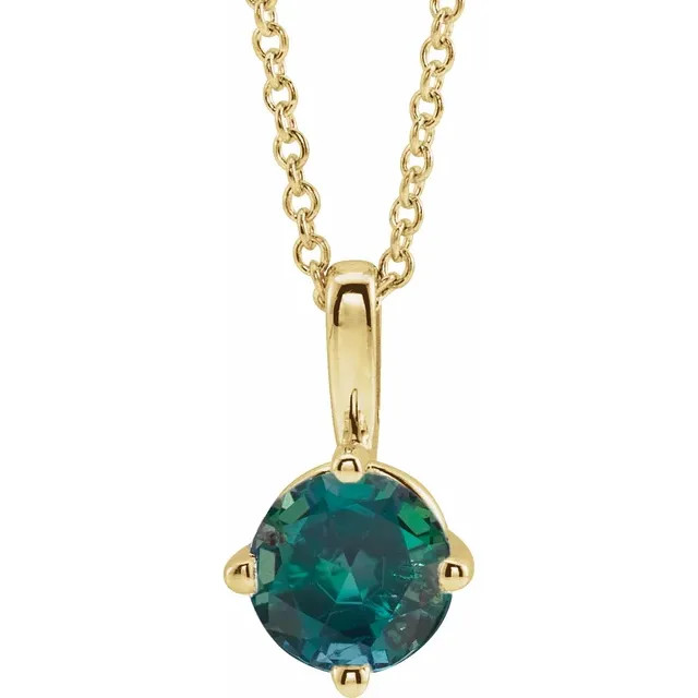 Lab-Grown Alexandrite Solitaire Necklace