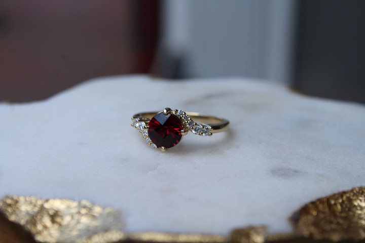 Rhodolite Garnet Bypass Ring