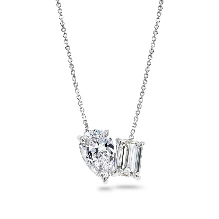 two stone diamond necklace, two stone diamond jewelry, moi et toi, toi et moi